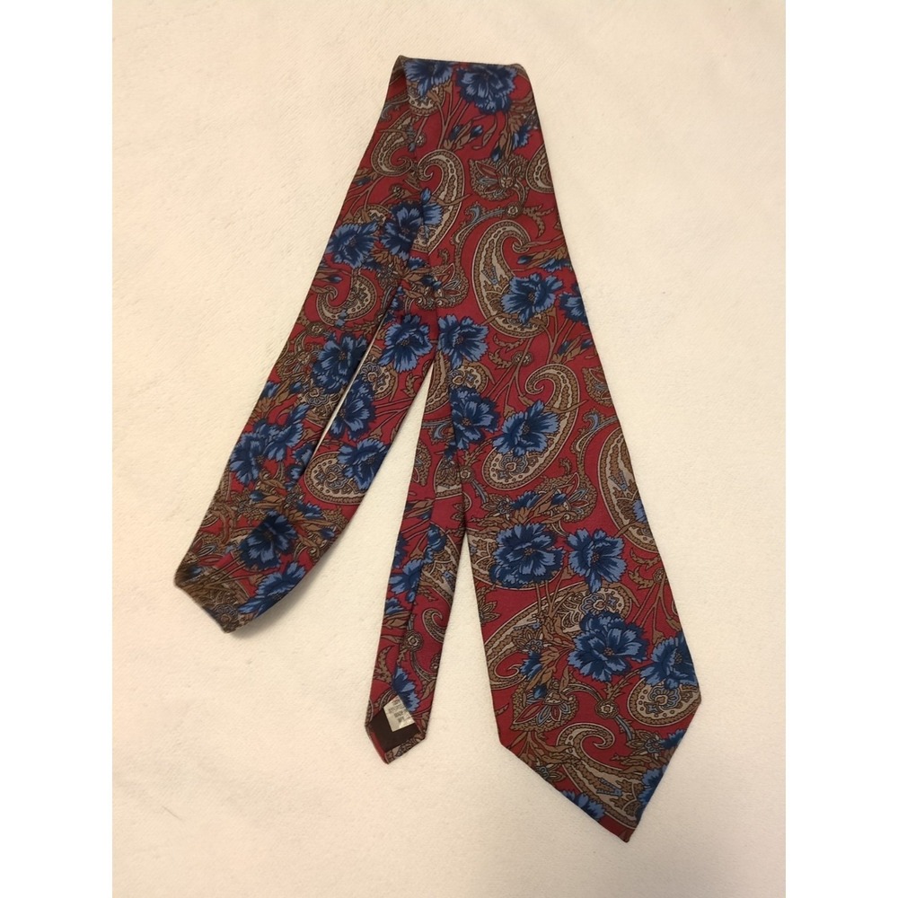 Accents 100% Silk Multi-Color Paisley Floral Tie Made In USA